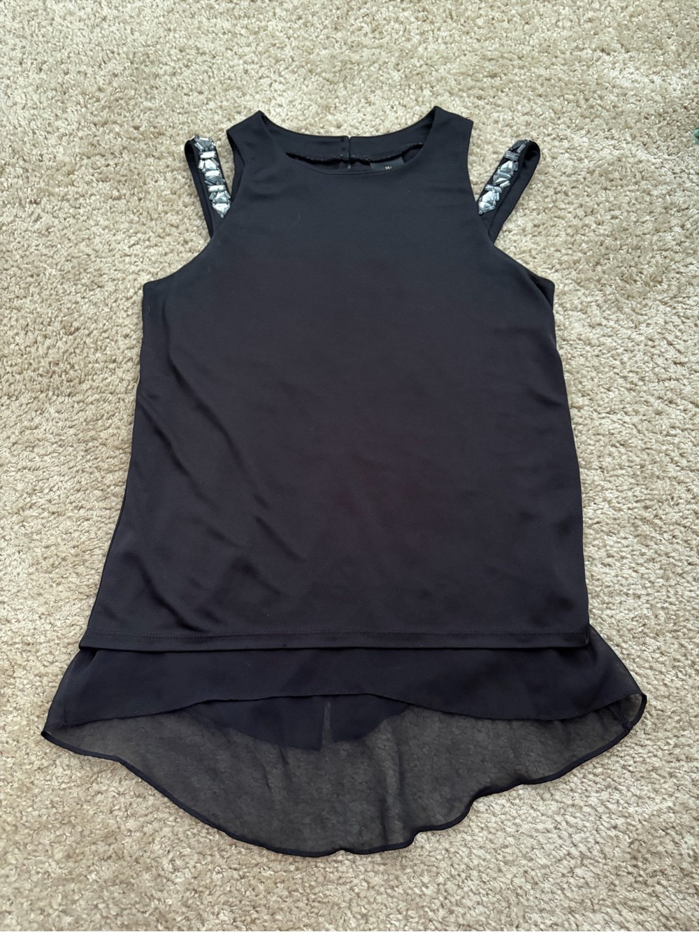 Worthington Black Sleeveless Blouse with Embellished Straps